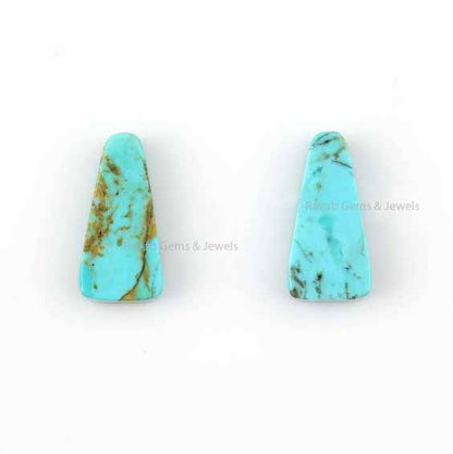 Natural Arizona Turquoise Trapezoid Shape 8x16mm Smooth Flat Gemstone, Loose Beads Calibrated Stone For Jewelry Making 2 Pcs Set Available