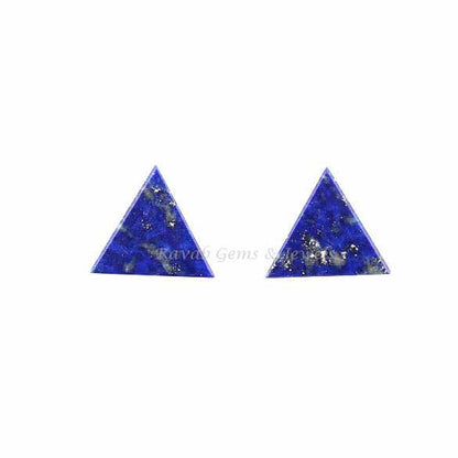 Natural Lapis Lazuli Triangle Shape Flat Gemstone For Jewelry Making, Loose Beads Stone For Earrings Making Beads 2 Pcs Set 6mm-14mm