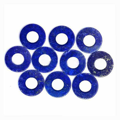 Natural Lapis Lazuli Round Ring Shape Donut Flat Gemstone For Jewelry Making, Natural Stones, Earrings Making Beads 2 Pcs Set For Gifted