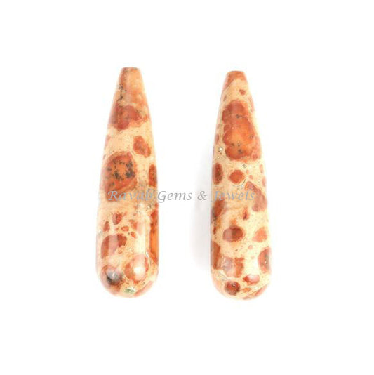 Natural Gemstone Mookaite Coral Jasper Drops, Calibrated Smooth Teardrop Stones, Best Quality Stone For Earring Jewelry Making 9x30mm 2 Pcs