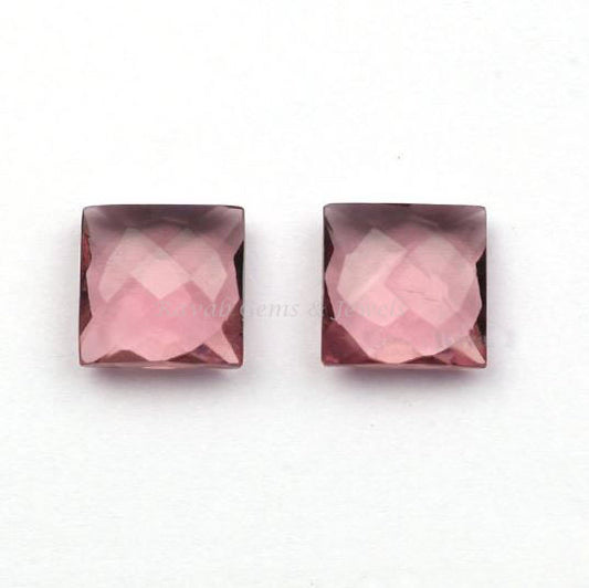 Morganite Quartz Square Shape Briolette Gemstone, Smooth Calibrated Stone For Jewelry Earring Making Best Quality Stone For Sale 2 Pcs 12mm