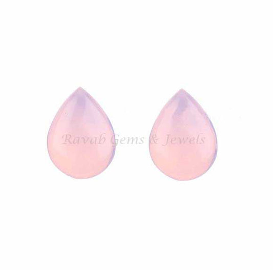 Pink Opalite Pear Shape Smooth Briolette Gemstone For Jewelry Making, Most Selling Piece Loose Beads Calibrated Stone 12x16mm 2 Pcs Set