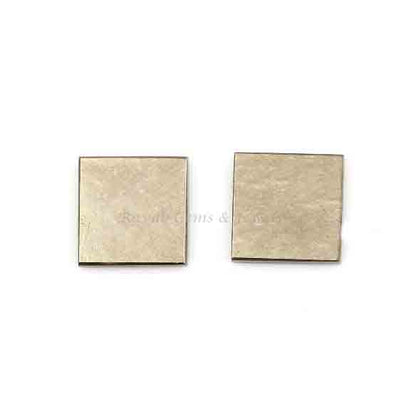 Natural Pyrite Square Shape Smooth Flat Gemstone, Loose Beads Calibrated Stone For Fancy Jewelry Ring Earring Making 8mm-16mm 2 Pcs Set