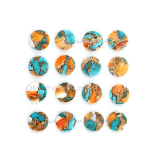 Spiny Copper Oyster Turquoise Coin shape 12mm Flat Gemstone Calibrated Cabochons, Spiny Oyster Turquoise Cabochons loose gemstone 2 pcs set