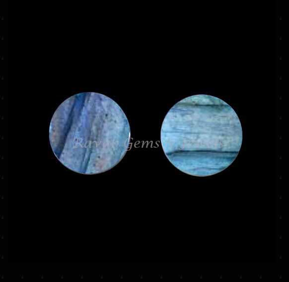 Natural Labradorite Round Coin shape 12mm Flat Gemstone for jewelry making, Natural Labradorite pendant, earrings making beads 2 pcs set