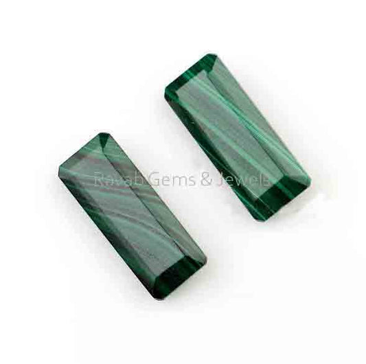 10x25mm Natural Malachite Rectangle Cut Cabochon Gemstone, Loose Beads Calibrated Stone For Matching Jewelry Making 2 Pcs Set All Sizes