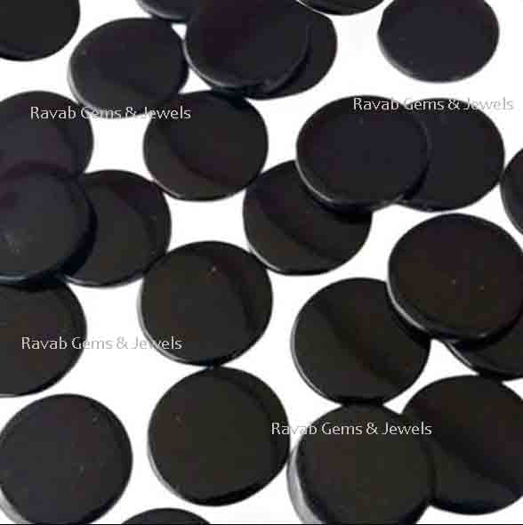 Black Onyx Round Coin Shape Flat Gemstone For Jewelry Making, Loose Beads Calibrated Stone For Jewelry Set Making 5 Pcs Set All Sizes