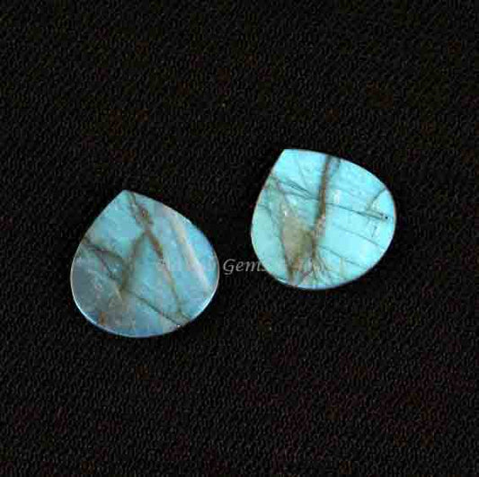 Natural Labradorite Heart Shape Flat Gemstone, Calibrated Stones For Jewelry Earring Making, Amazing Quality Stones For Gift 12mm 2 Pcs Set