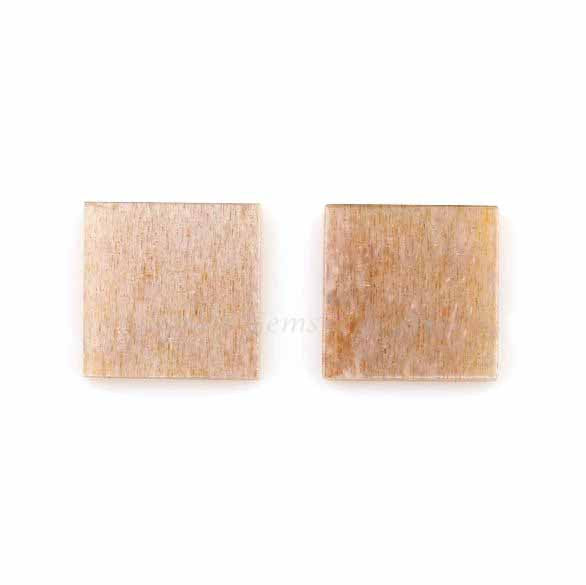 Golden Shell Square Shape Smooth Flat Gemstone, Most Selling Stone For Jewelry Earring Necklace Ring Making 2 Pcs Set All Size Available