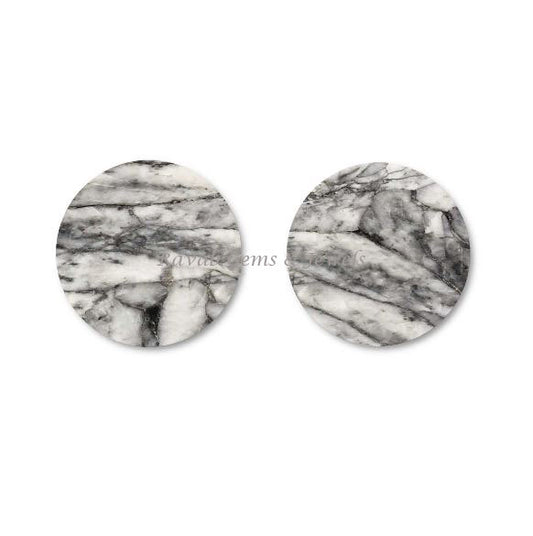 Pinolith Jasper Round Coin shape 12mm Flat Gemstone for jewelry making, Pinolith Jasper ring, pendant, earrings making beads 2 pcs set