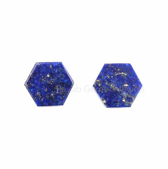 Natural Lapis Lazuli Hexagon shape 6mm-14mm Flat Gemstone for jewelry making, Natural Lapis Lazuli pendant, earrings making beads 2 pcs set,