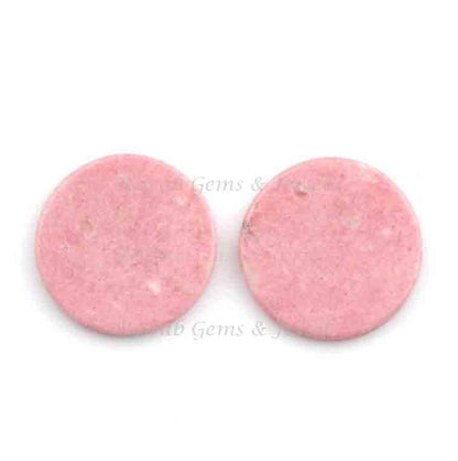 Natural Pink Tulite Coin shape 12mm Flat Gemstone Calibrated Cabochons, Natural Pink Tulite smooth Cabochons loose gemstone 2 pcs set,