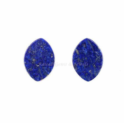 Natural Lapis Lazuli Marquise Shape 10x14mm Flat Smooth Gemstone, Loose Beads Calibrated Stone For Jewelry Making 2 Pcs All Size Available