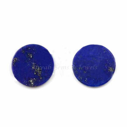 Natural Lapis Lazuli Round Coin shape 12mm Flat Gemstone for jewelry making, Natural Lapis Lazuli pendant, earrings making beads 2 pcs set