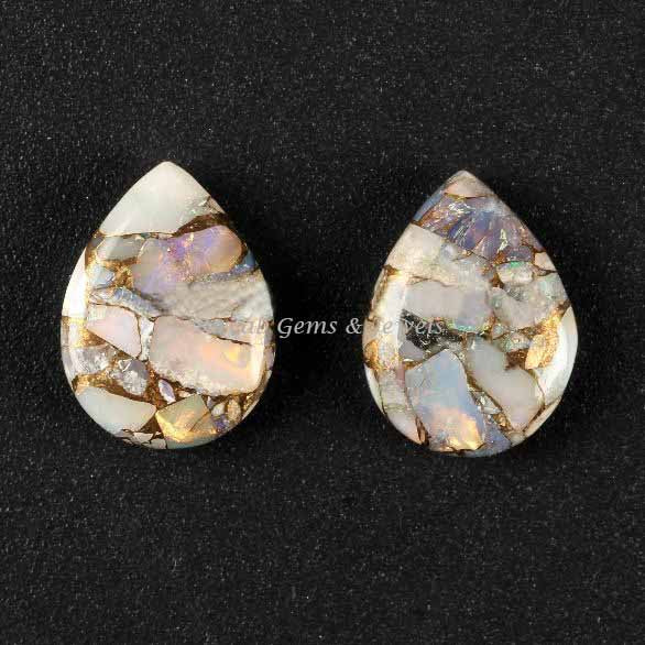 Ethiopian Opal Copper Composite Pear Shape Loose Gemstone Mohave Calibrated Smooth Semi Precious Stone For Jewelry Pendant Earrings Making