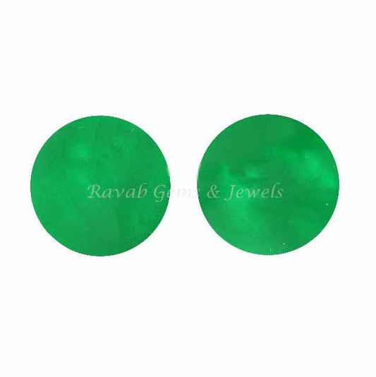 New Arrival Green Emerald Quartz Round Both Side Flat Gemstone, Loose Beads Calibrated Stone For Matching Pair Jewelry Earring 2 Pcs Set