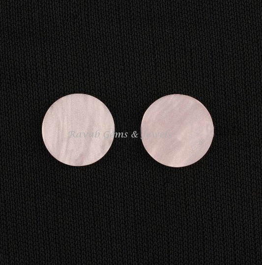 Mother of Pearl Round Disc Shape Flat Gemstone, Loose Beads Calibrated Semi Precious Stone For Matching Pair Earrings 2 Pcs Set 12mm