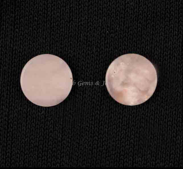 Natural Pink Opal Round Coin shape 12mm Flat Gemstone for jewelry making, Natural Pink Opal pendant, earrings making beads 2 pcs set