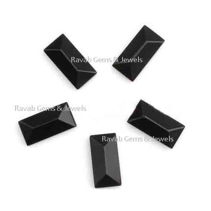 Black Onyx Rectangle Shape Faceted Pyramid Step Cut Cabochons Gemstone, for jewelry, Calibrated Loose Beads For Jewelry 2 Pcs Set 8x16mm