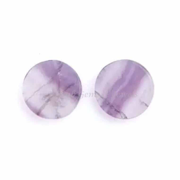 Multi Fluorite Round Coin 12mm Flat Gemstone Calibrated, Multi Fluorite pendant, earrings making Calibrated 2 pcs set