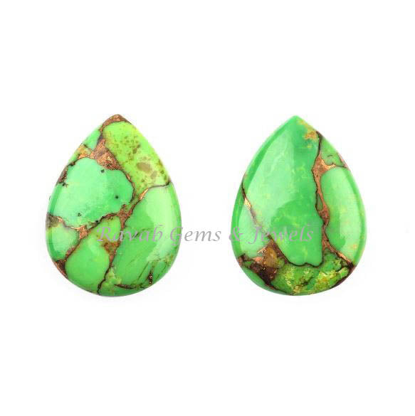 Green Copper Turquoise Pear Shape 12x16mm Briolette Gemstone, Calibrated Loose Beads Stone For Jewelry Making, Best Quality Stone 2 Pcs