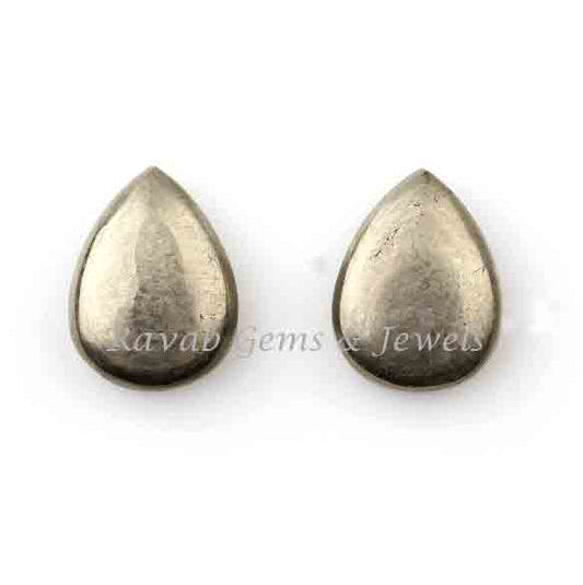 Natural Pyrite Pear Shape Smooth Briolette Gemstone For Jewelry, Calibrated Loose Beads Stone For Jewelry Earring Making 12x16mm 2 Pcs Set