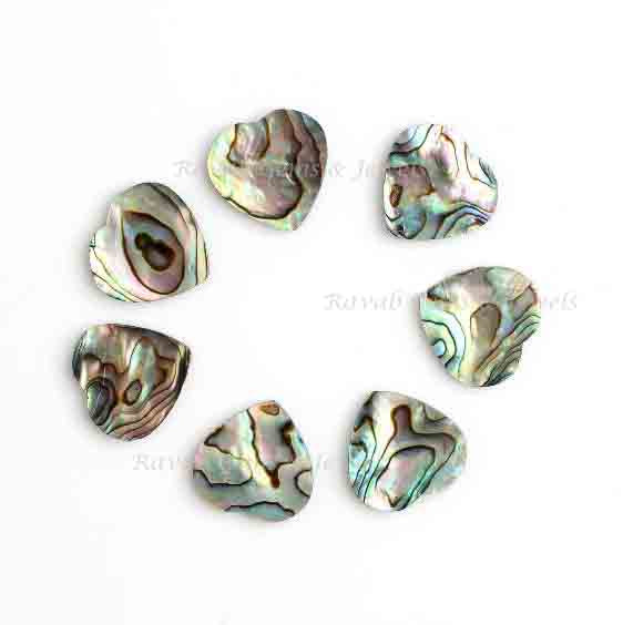 Natural Multi Abalone Shell Heart Shape 12mm Flat Gemstone, Loose Beads Calibrated Stone For Jewelry Making 2 Pcs Set All Size Available