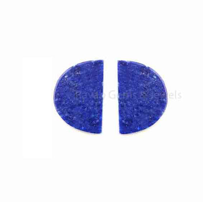 Natural Lapis Lazuli 'D' Half Moon Shape Flat Gemstone For Jewelry, Loose Beads Calibrated Stone For Matching Earring Making 2 Pcs Set