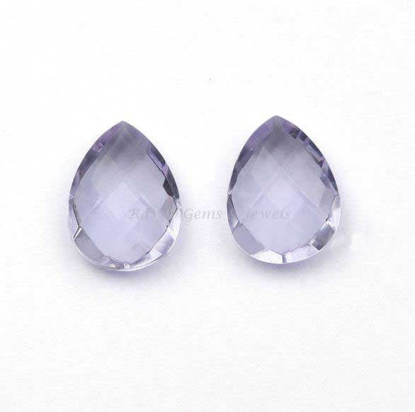 Pink Amethyst Quartz Pear Shape Briolette Gemstone For Jewelry Making, 12x16mm Faceted Calibrated Loose Beads Stone For Earring 2 Pcs Set