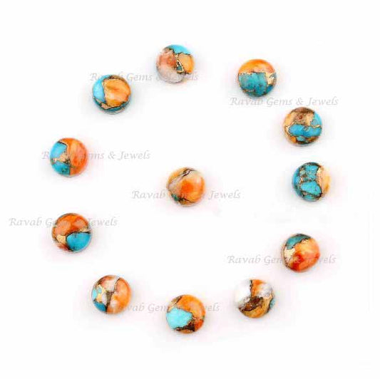 Mohave Copper Oyster Turquoise Round shape 6mm-18mm Cabochons Gemstone|Copper Oyster Turquoise pendant,earrings making beads 2 pcs set