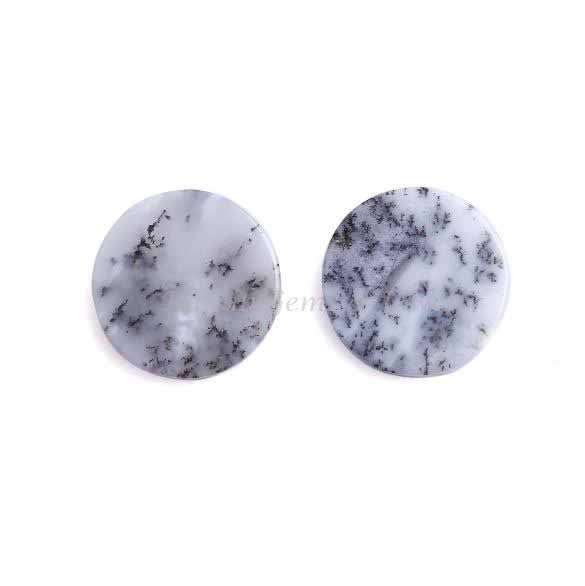 Dendritic Agate Round Coin shape 12mm Flat Gemstone for jewelry making, Dendritic Agate pendant, earrings making beads 2 pcs set