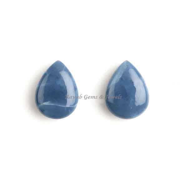 Natural Blue Opal Pear Shape 12x16mm Briolette Gemstone For Jewelry Making, Calibrated Stone For Matching Earring Pair 2 Pcs Set