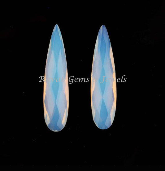 Fiery Opalite Long pear shape 8x35mm Briolette Gemstone with fire for jewelry making, Opalite jewelry, earrings making beads 2 pcs set,