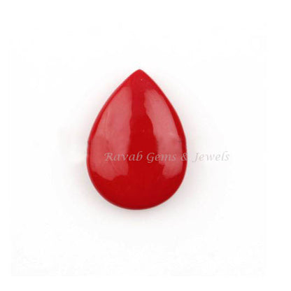 Red Coral (Lab Created) Pear 16x22mm Smooth Briolette Gemstone, Calibrated Loose Beads, Semi Precious Stone, For Jewelry Pendant Making 1 Pc