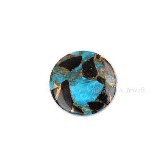 Blue & Black Copper Turquoise Round 5mm to 20mm Cabochon Loose Gemstone, Smooth Calibrated, Semi Precious Stone, For Making Jewelry 1 Pc