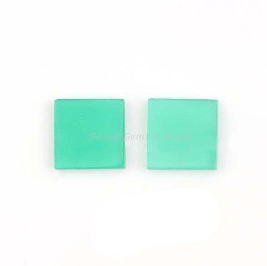 Natural Green Onyx Square Shape Smooth Flat Gemstone, Loose Beads Calibrated Stone Jewelry Earring Making 8-16mm 2 Pcs All Size Available