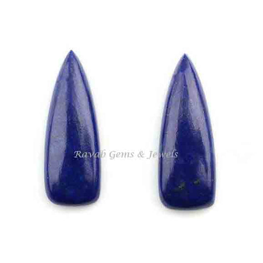 10x28mm Natural Lapis Lazuli Long Trillion Shape Gemstone, Loose Beads Calibrated Cabochons For Matching Jewelry Earring Stone 2 Pcs Set