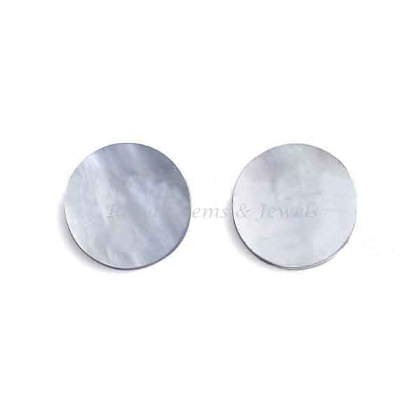 White Pearl Shell Round Coin shape 12mm Flat Gemstone for jewelry making, White Pearl Shell pendant, earrings making beads 2 pcs set