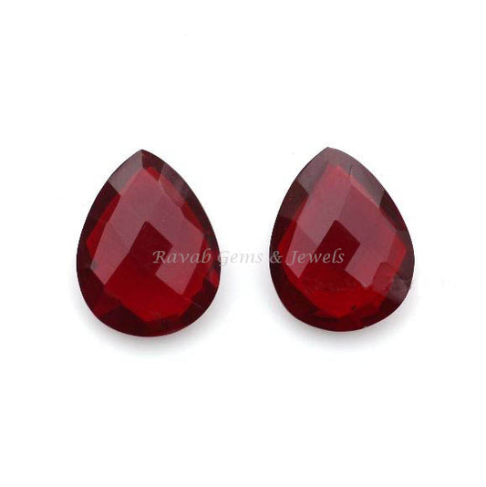 Red Garnet Quartz Pear Shape 12x16mm Briolette Gemstone For Jewelry Making, Best Quality Calibrated Stone For Jewelry Making 2 Pcs Set