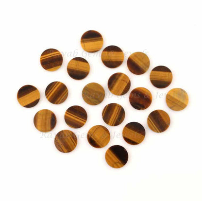 Natural Tiger Eye Coin Shape Disc 12mm Flat Gemstone For Jewelry Making, Loose Beads Calibrated Stone For fancy Earrings 2 Pcs Set Available