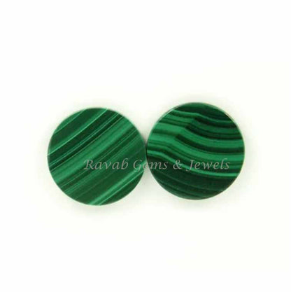 Natural Malachite Coin Shape 12mm Flat Gemstone For Jewelry Making, Loose Beads Calibrated Stone For Jewelry Making 2 Pcs Set, All Sizes