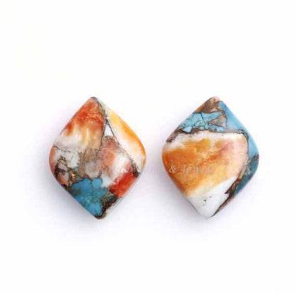 Spiny Oyster Copper  Turquoise 14x18mm Gemstone, Smooth Briolette Calibrated Stones, Marquise Shape Stone For Jewelry Earring Making- 2 Pcs