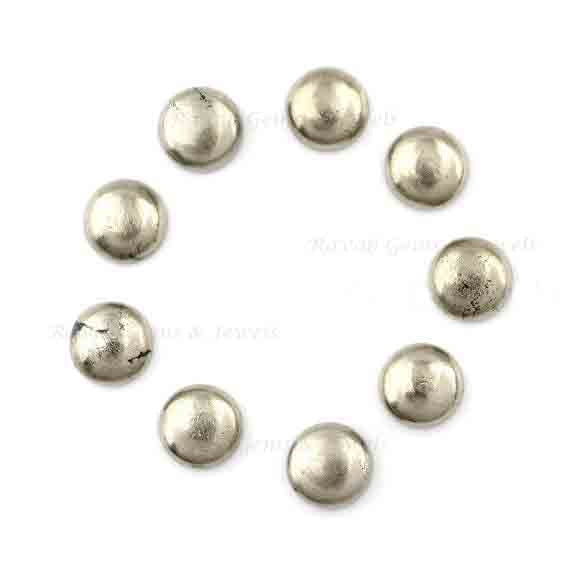 Natural Pyrite Fool's Gold, Round Cabochons Flat Back, Loose Gemstone, Calibrated Smooth, Semi Precious Stone, For Jewelry Making 5 Pcs Set