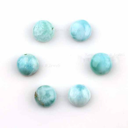 Natural Larimar, Larimar Round shape 6mm-18mm Calibrated Cabochons Gemstone |Larimar Calibrated Cabochons for Jewelry making beads 5 pcs set