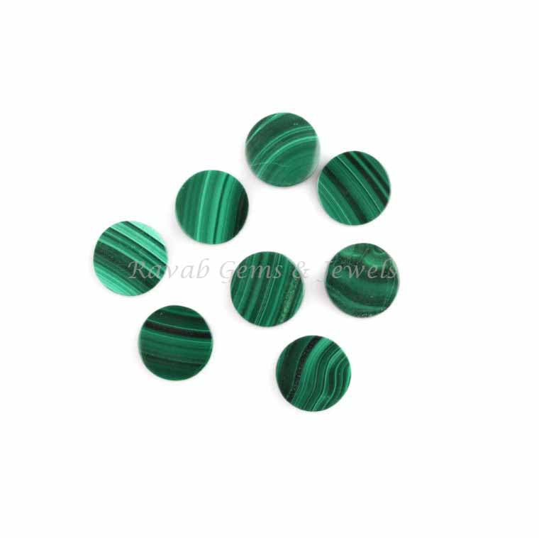 Natural Malachite Round Coin Shape Flat Gemstone, For Jewelry Making, Loose Beads, Smooth Calibrated, All Sizes Available 12mm 5 pcs