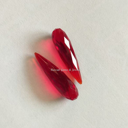 Lovable Red Garnet Quartz 8x30mm Faceted Long Drop Gemstone, Loose Beads Calibrated Stone For Jewelry Earring Necklace Making 2 Pcs Set