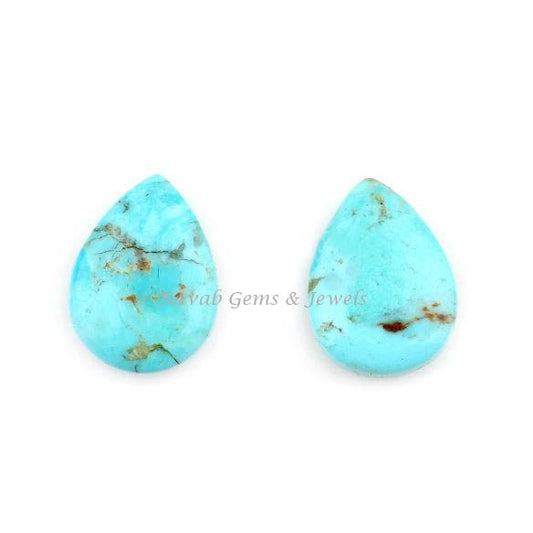 Natural Arizona Turquoise pear shape 12x16mm Briolette Gemstone for jewelry making, Arizona Turquoise pendant, earring making beads 2 pc set