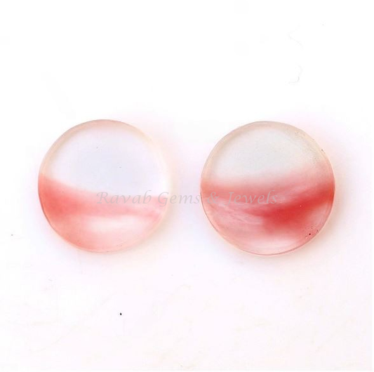 Stunning Pink Cherry Quartz Coin Shape Flat Gemstone Calibrated Cabochons, Pink Cherry Quartz Flat Cabochons Loose Gemstone 8mm-16mm 2 Pcs,