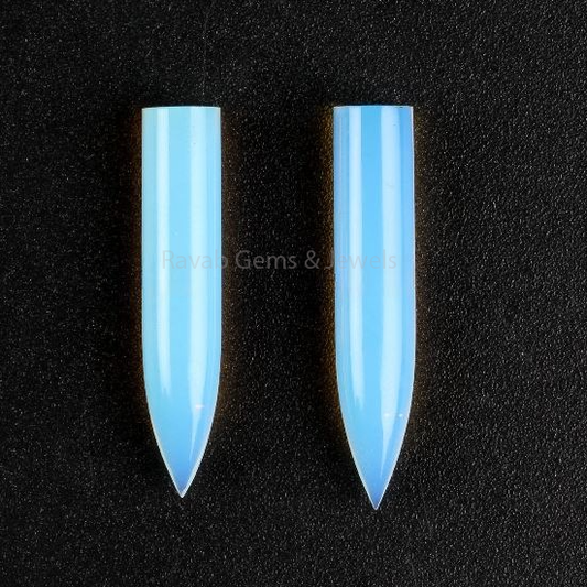 Opalite Hydrothermal Quartz Elongated Pyramid Pencil 6x30mm Loose Gemstone, Calibrated Smooth Semi Precious Stone For Jewelry Making 2 Pcs