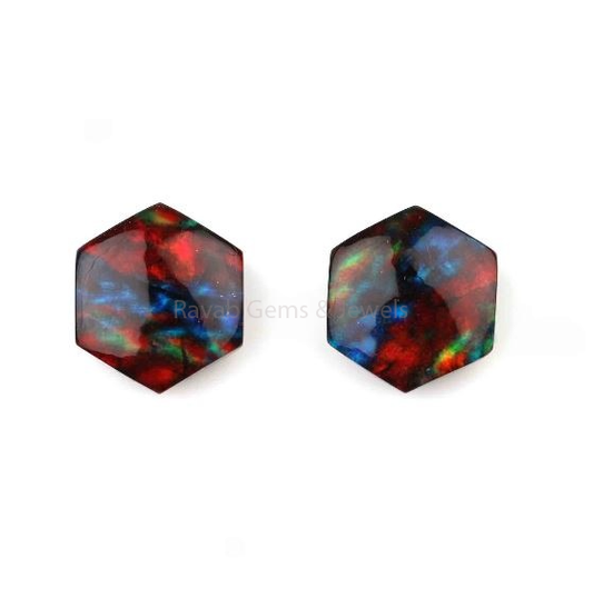 Blue Ammolite Quartz Hexagon Shape 12mm Gemstone, Faceted Briolette Calibrated Stones, Loose Beads For Jewelry Earring Making 2 Pcs Set